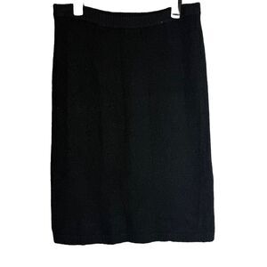 Work In Progress Vintage Black Silk Angora Blend Sweater Knit Midi Skirt Sze M